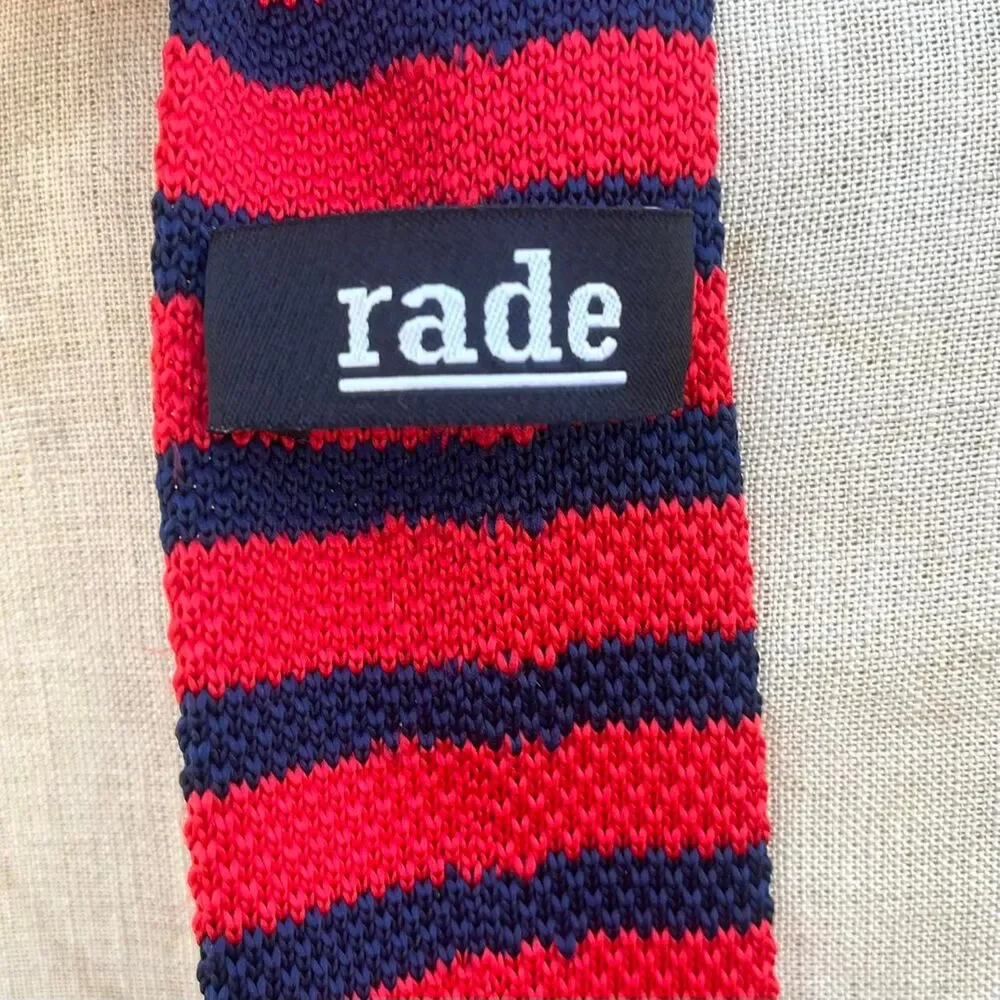 Men's Red Striped Crochet Tie by Rade mod